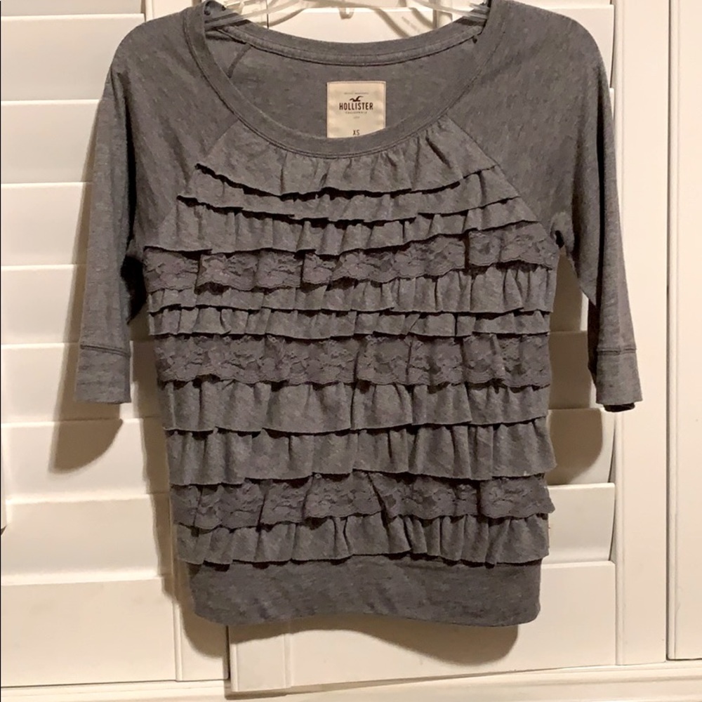 Gray ruffle top